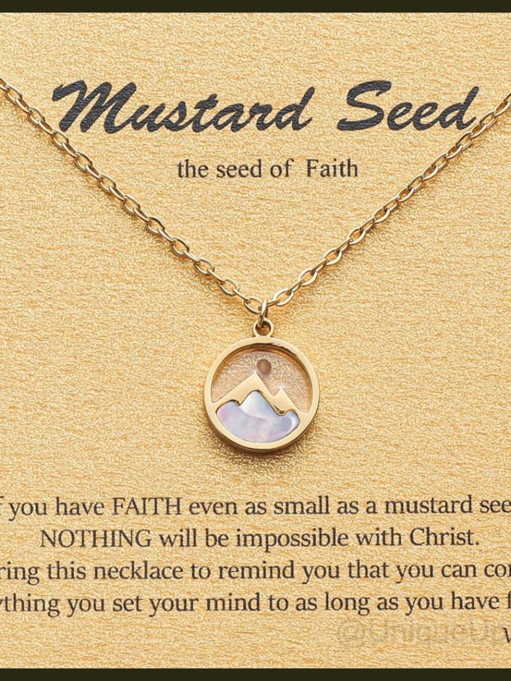 Gold Plated Stainless Steel Faith Necklace Tiny Move Mountains Charm Choker